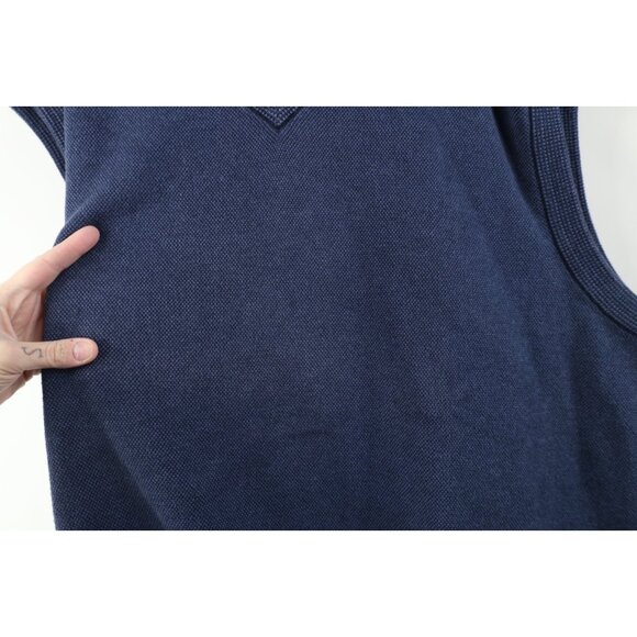 Vintage 90s Streetwear Mens 2XL Faded Blank Thermal Knit V-Neck Sweater Vest - Picture 4 of 11